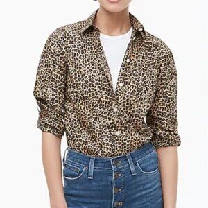 J. Crew Button-up leopard shirt in signature fit M